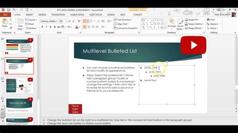 powerpoint multilevel list In fact, you can turn any bulleted or numbered list into a multilevel list by placing the insertion point at the beginning of a line and pressing the Tab key to change the level for that line